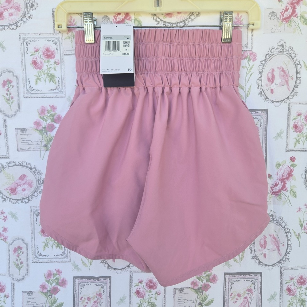 New Nike One Dri-FIT Ultra High-Waisted Brief-Lined Shorts Women's XS Pink Gym - Picture 4 of 5